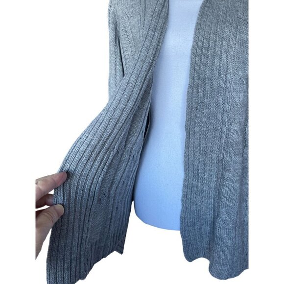 Jason Maxwell Sweater Cardigan Women's Gray Size Large Cable Knit Open Front - Picture 4 of 11